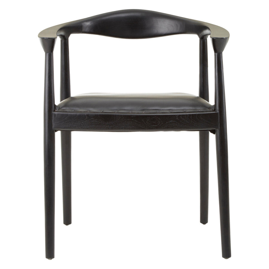 Black corner chair with a white background