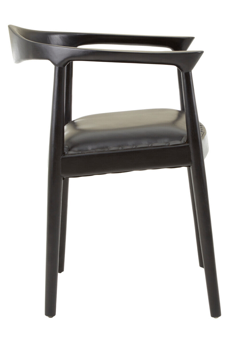 Black chair with a gray cushion on a white background