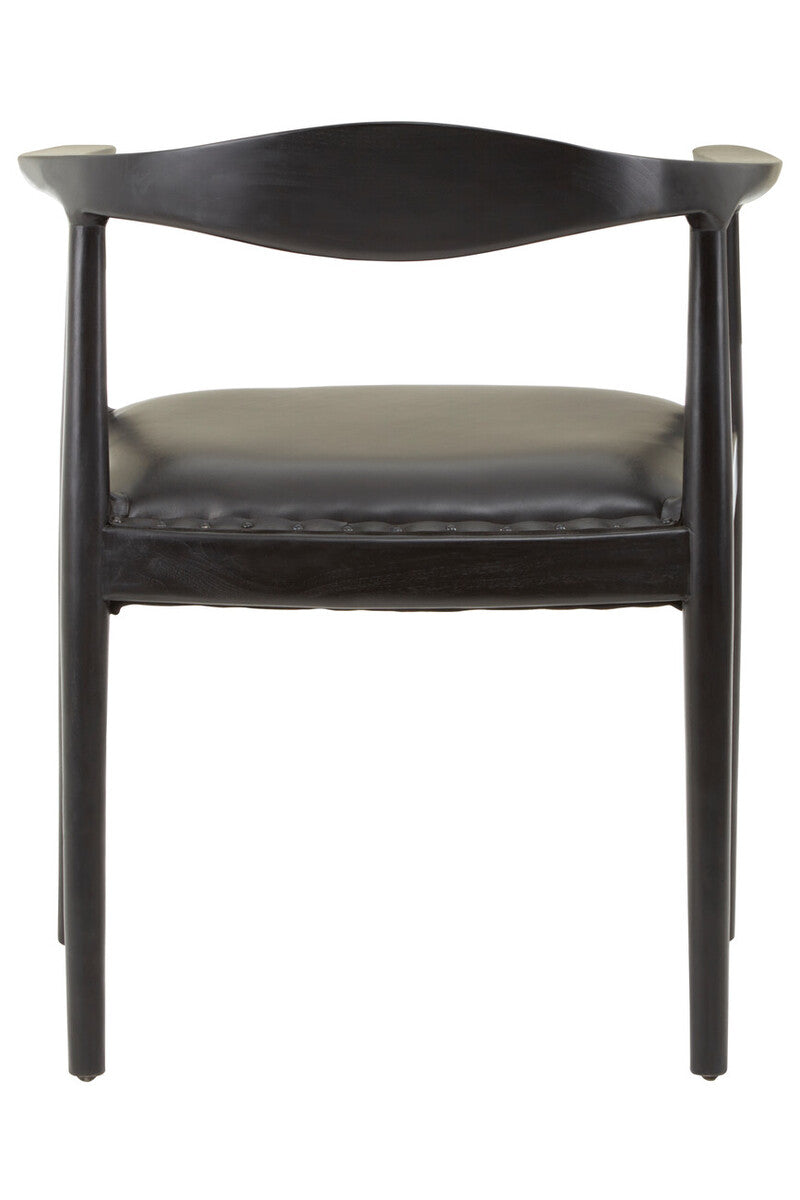 Dining Chair Black Leather Teak Wood Modern Accent Chair Kendari Orsina