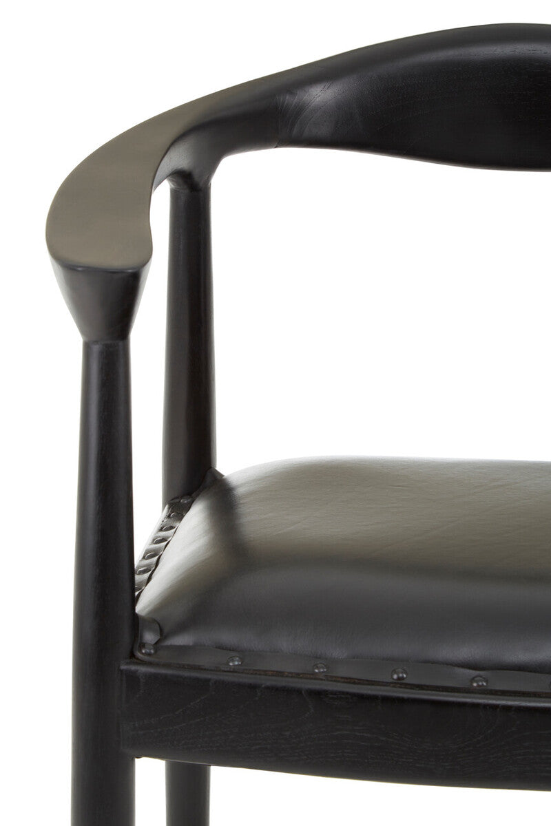 Dining Chair Black Leather Teak Wood Modern Accent Chair Kendari Orsina