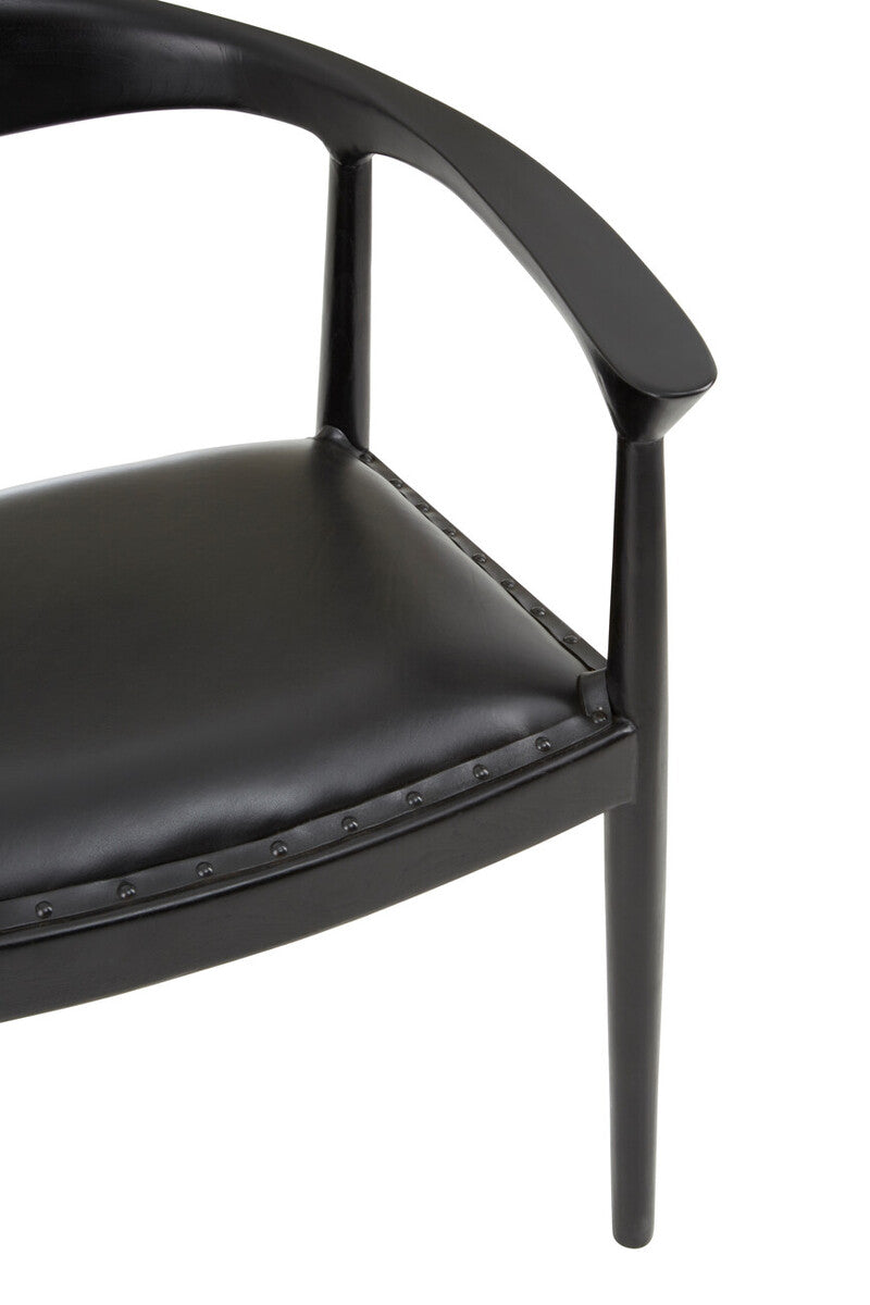 Dining Chair Black Leather Teak Wood Modern Accent Chair Kendari Orsina