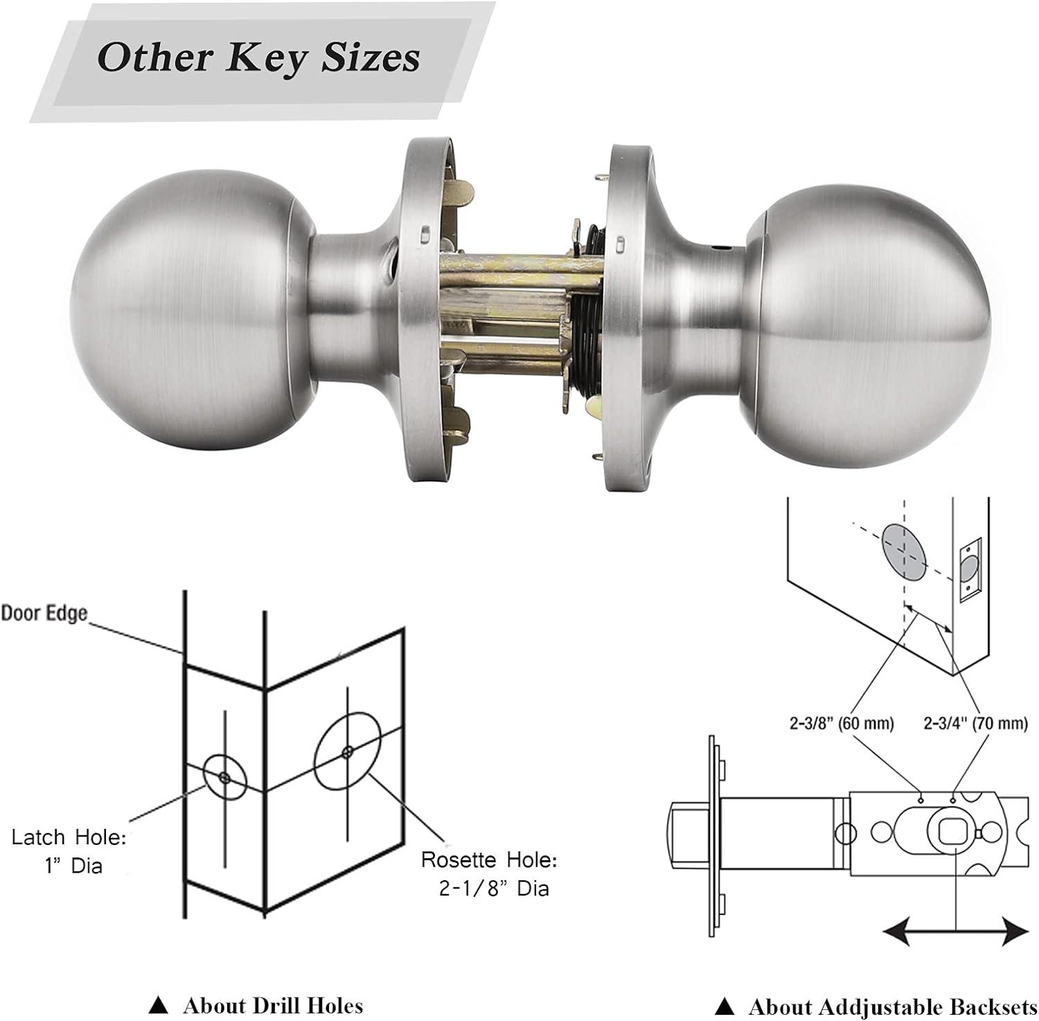 Probrico 2 Pack Satin Nickel Passage Door Knobs - Stainless Steel