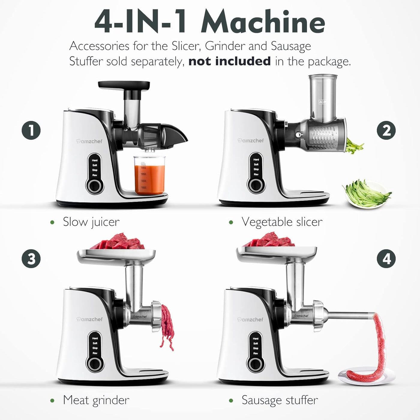 AMZCHEF Cold Press Juicer with 2 Speed Control - High Juice Yield