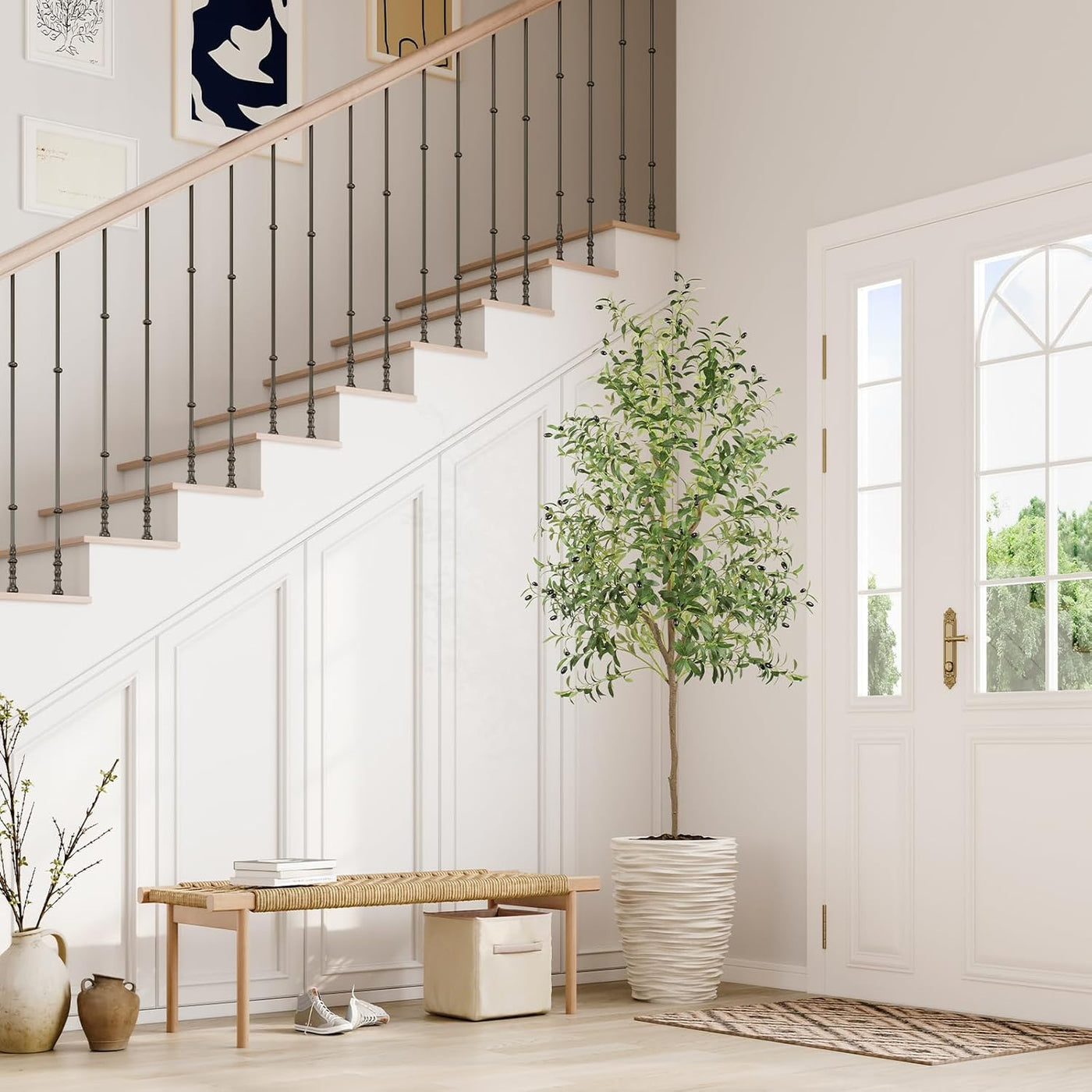 Artificial Olive Tree 7FT Faux Silk Lifelike Leaves Indoor Decor YOLEO