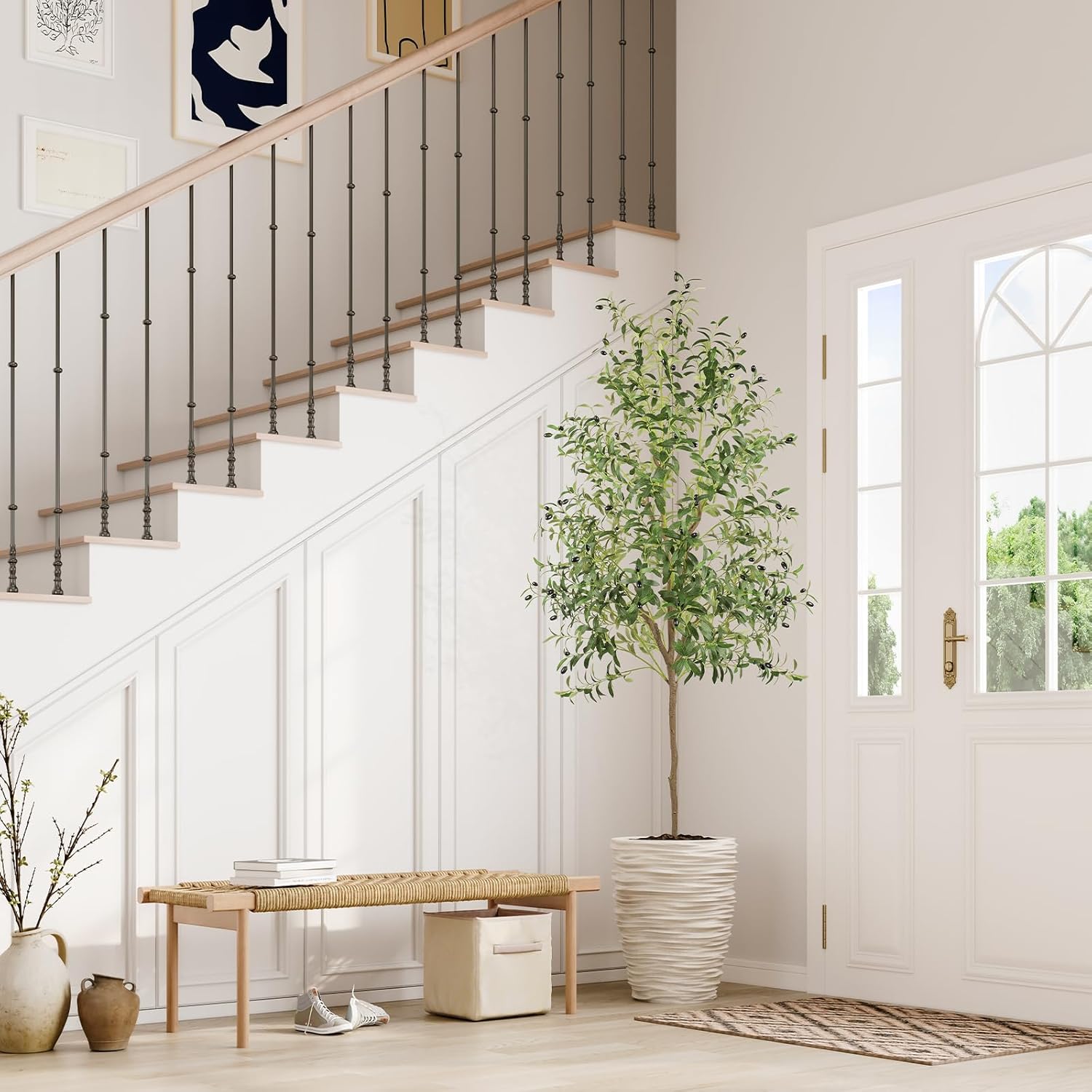 Artificial Olive Tree 7FT Faux Silk Lifelike Leaves Indoor Decor YOLEO