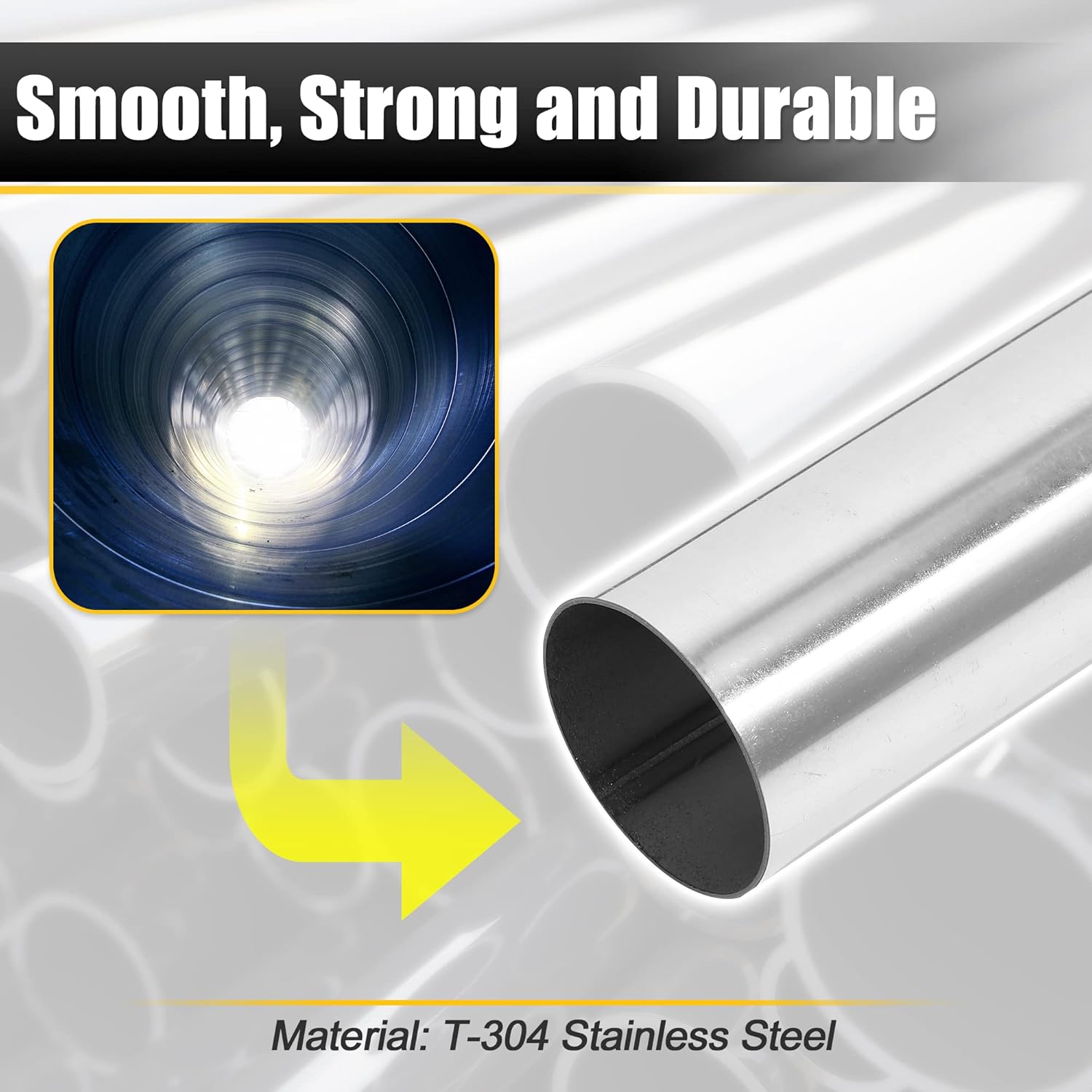 X AUTOHAUX Straight 2.25'' OD 45'' Length DIY Custom Mandrel Exhaust Pipe