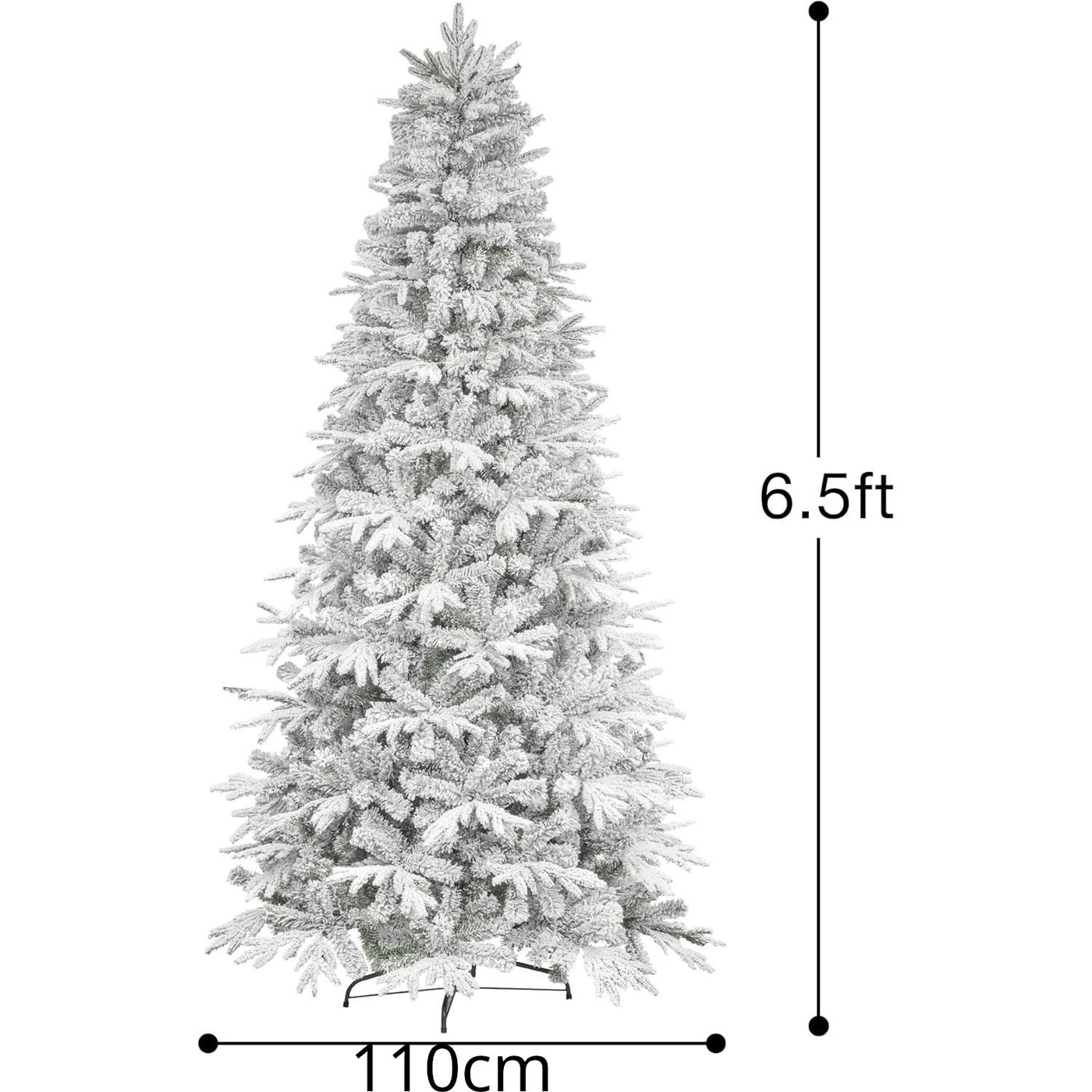 Artificial Christmas Tree 6.5ft Snow Flocked Branches Realistic Unlit Pine KI Store