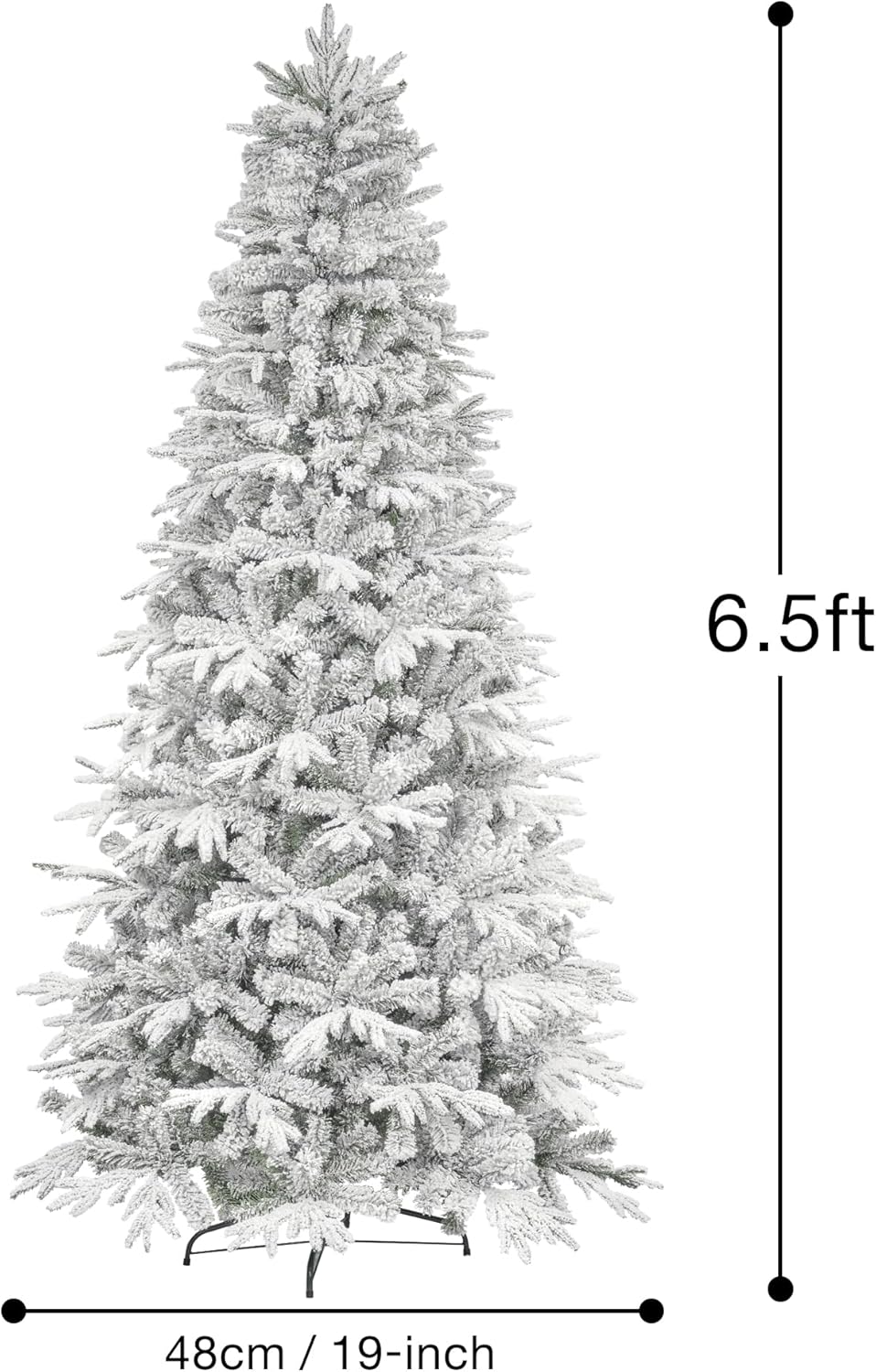6.5ft Flocked Christmas Tree - Hinged Artificial Pine for Realistic Xmas Decor