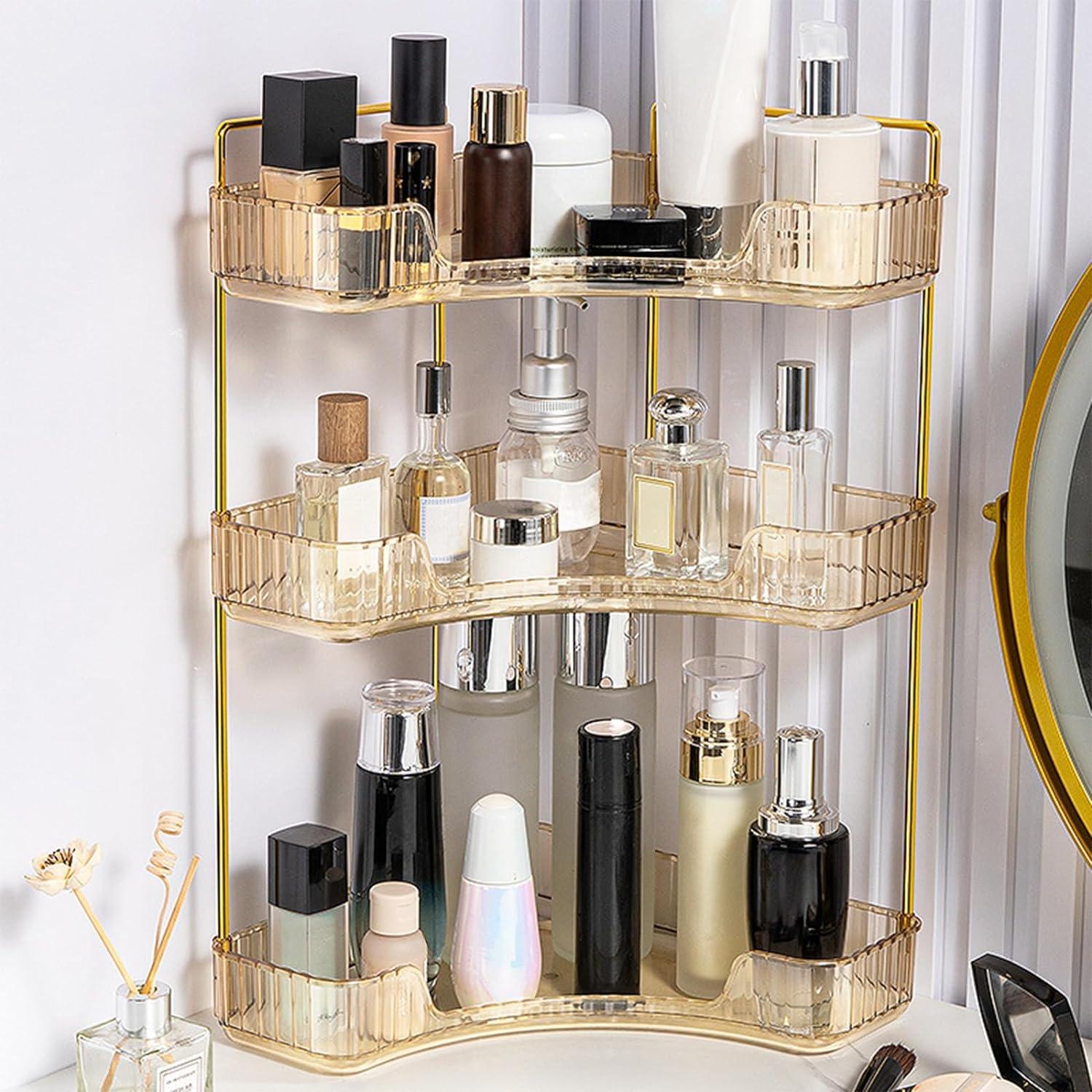 Makeup Organizer for Vanity, Perfume Cosmetic Storage with 3 Layers - Massive Discounts