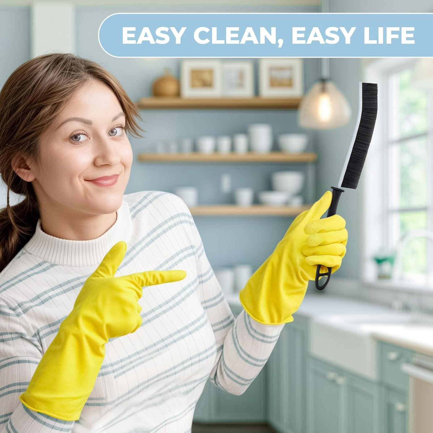 Crevice Cleaning Brush Set Hard Bristle for Grout Kitchen Bathroom 6pcs FOOGWEE