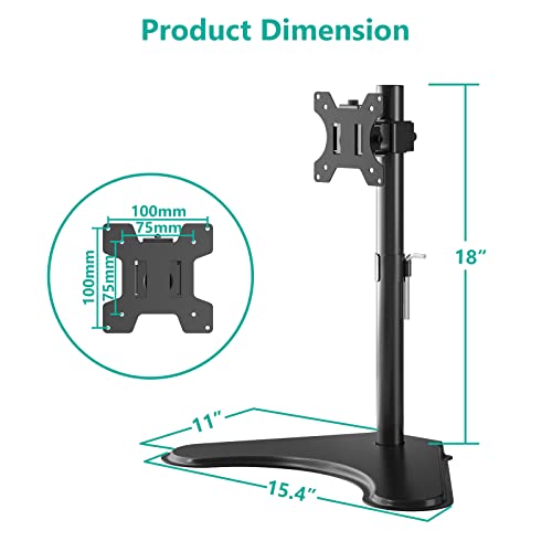 Single Monitor Stand 13-32 Inch Free Standing Adjustable VESA Black WALI