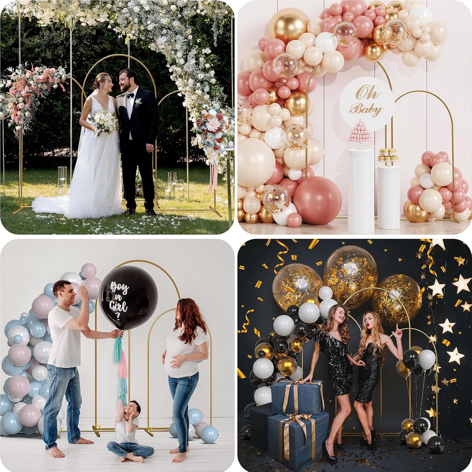 TopDirect 3 Arch Backdrop Stand Set, 4/5/6FT for Parties & Weddings White Cover