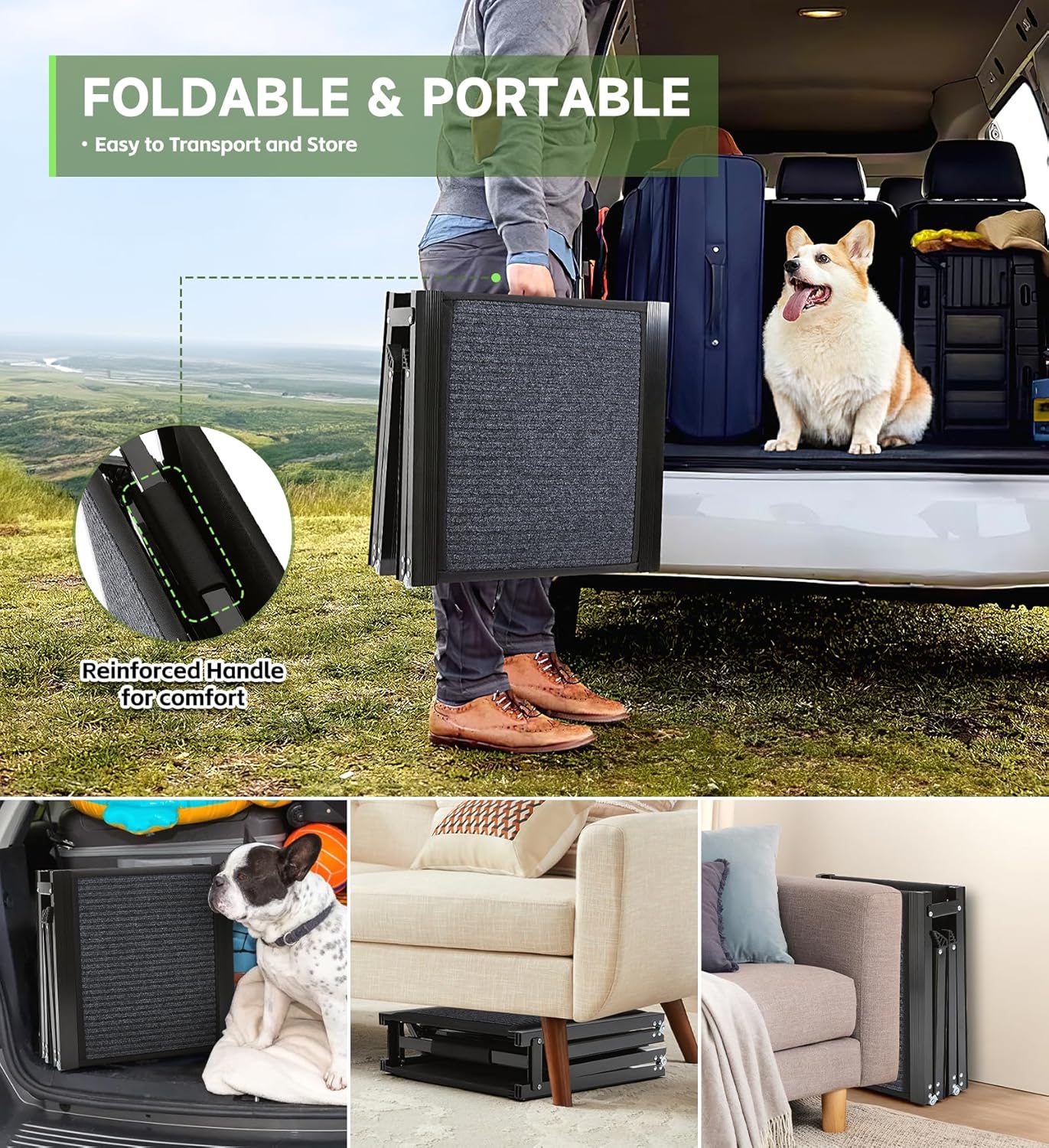 160cm Folding Dog Ramp for Car SUV Truck, Non-Slip Surface, Up to 230lbs