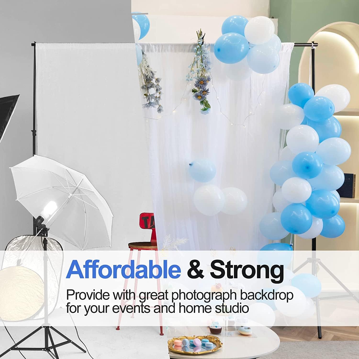 EMART 2x3m Backdrop Stand Kit with Clamps, Sandbags & Carry Bag – Black