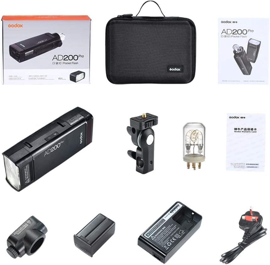 Godox AD200Pro Pocket Flash 2.4G TTL Speedlite Strobe 200Ws HSS Lithium Battery