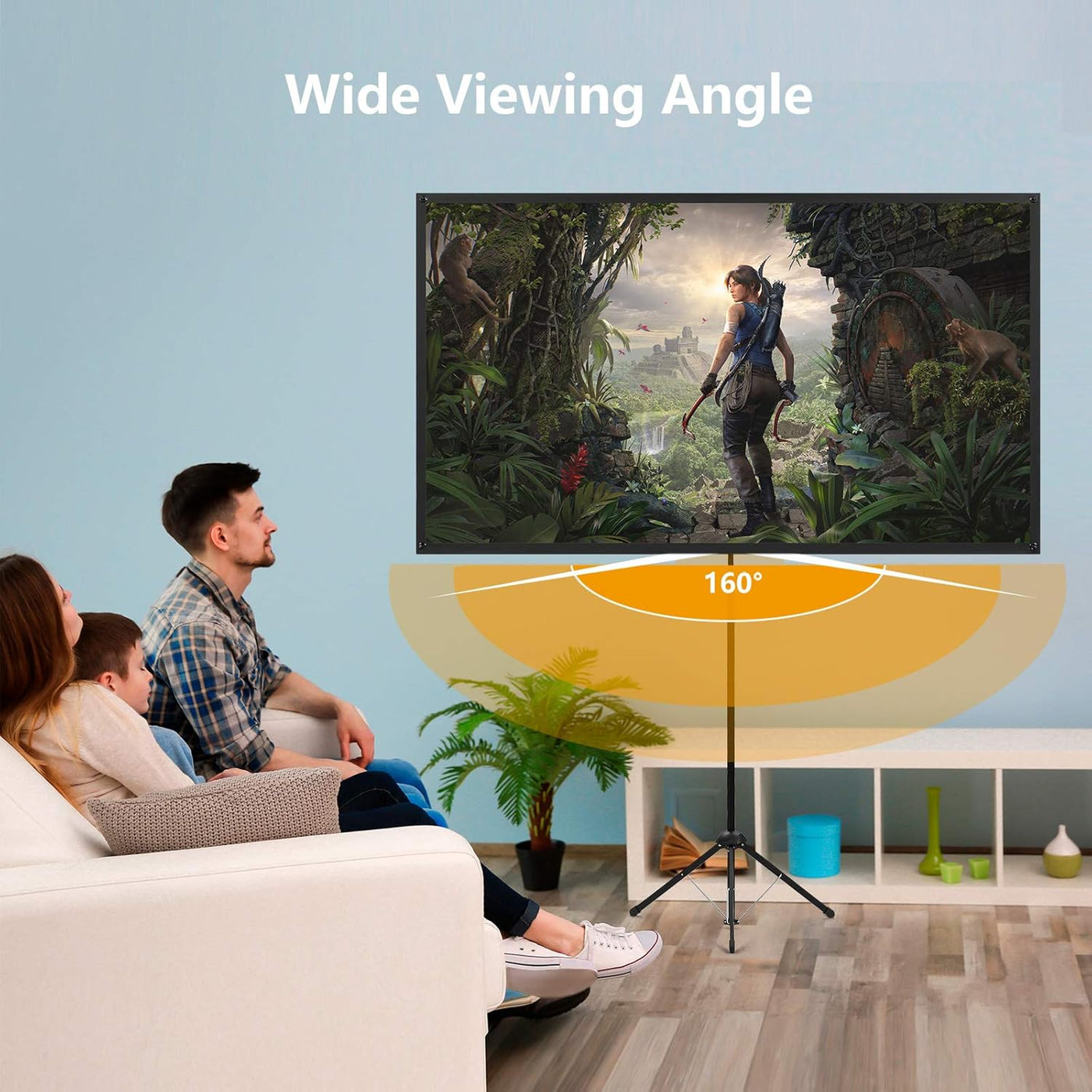 100 Inch Outdoor Projector Screen 16:9 w/ Stand Aluminium Frame, Portable 2 in 1