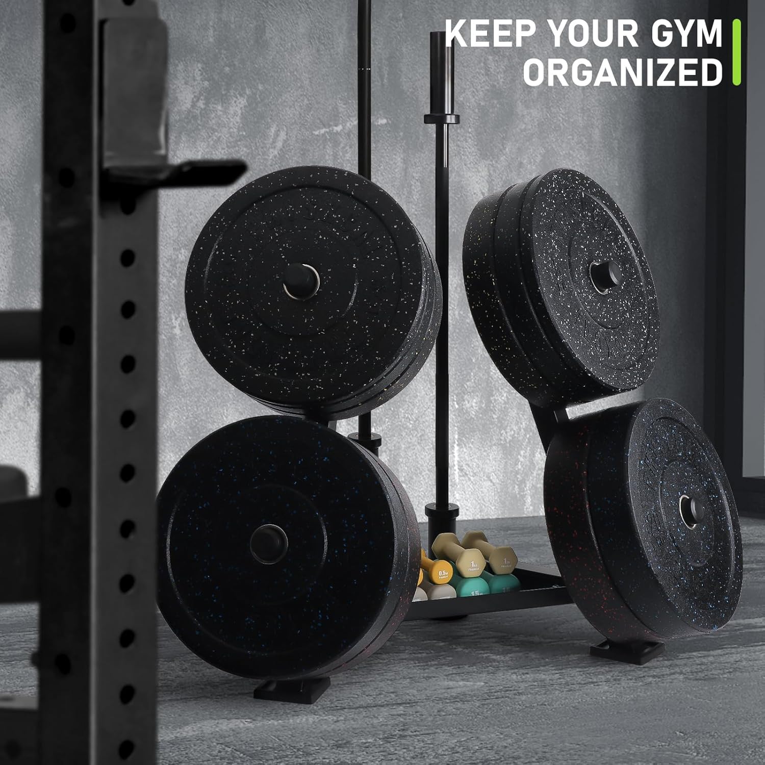 PhysKcal Heavy Duty Steel Weight Plates Rack, Barbell Storage Stand
