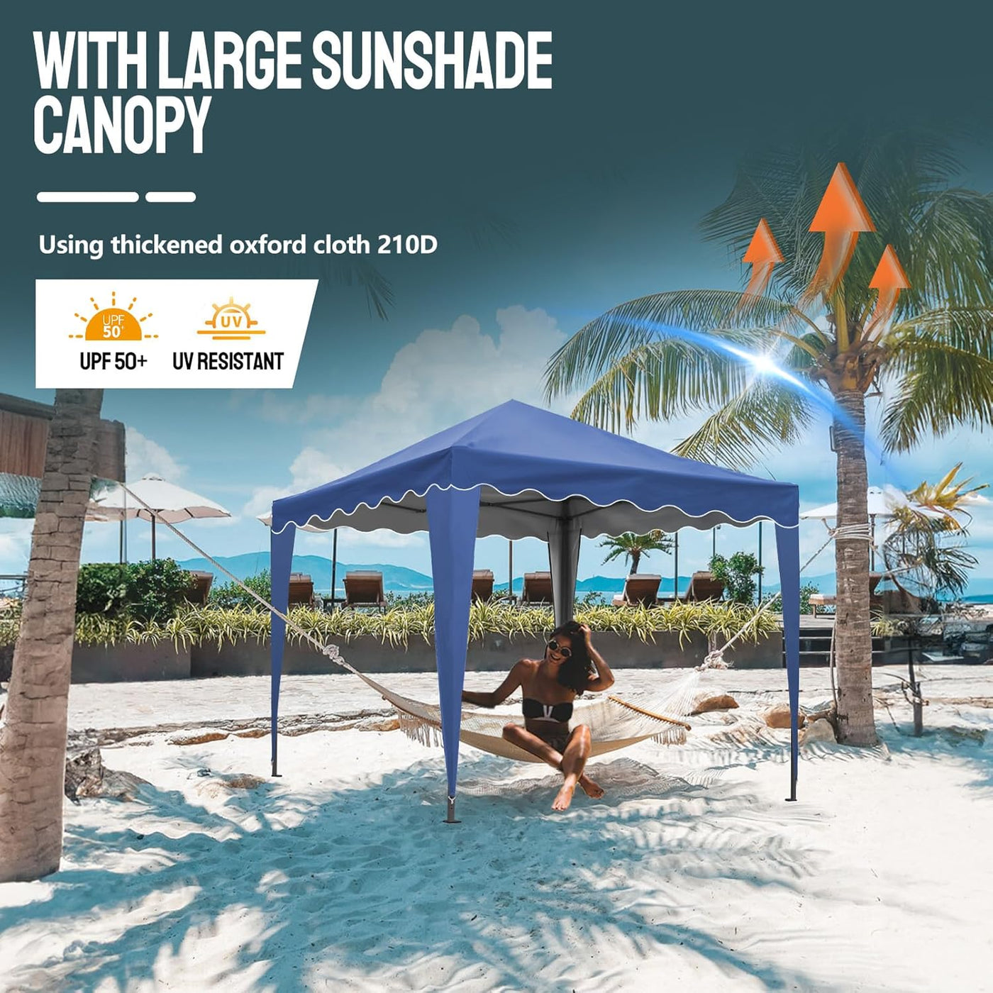 Pop-Up Gazebo with Wave Edge, Easy Setup & Sturdy Structure - Blue