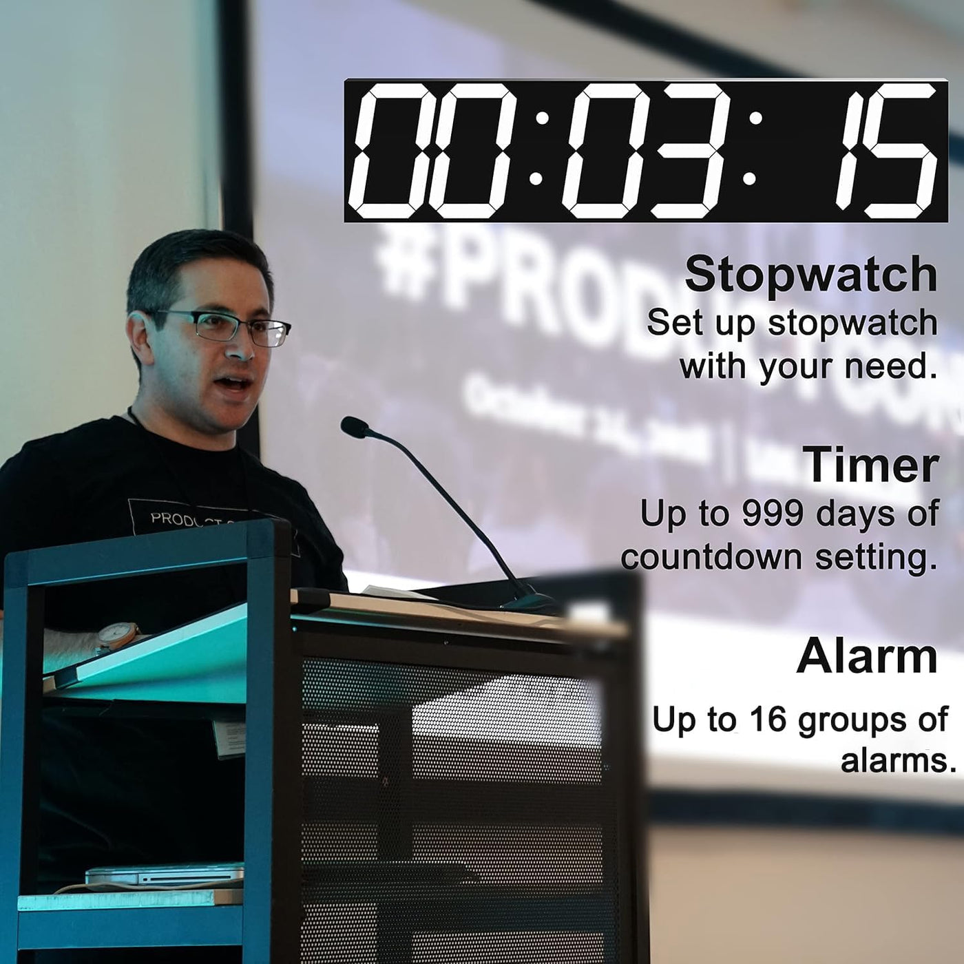 Digital Wall Clock Oversize LED 27 Inch Remote Timer Date Temp CHKOSDA