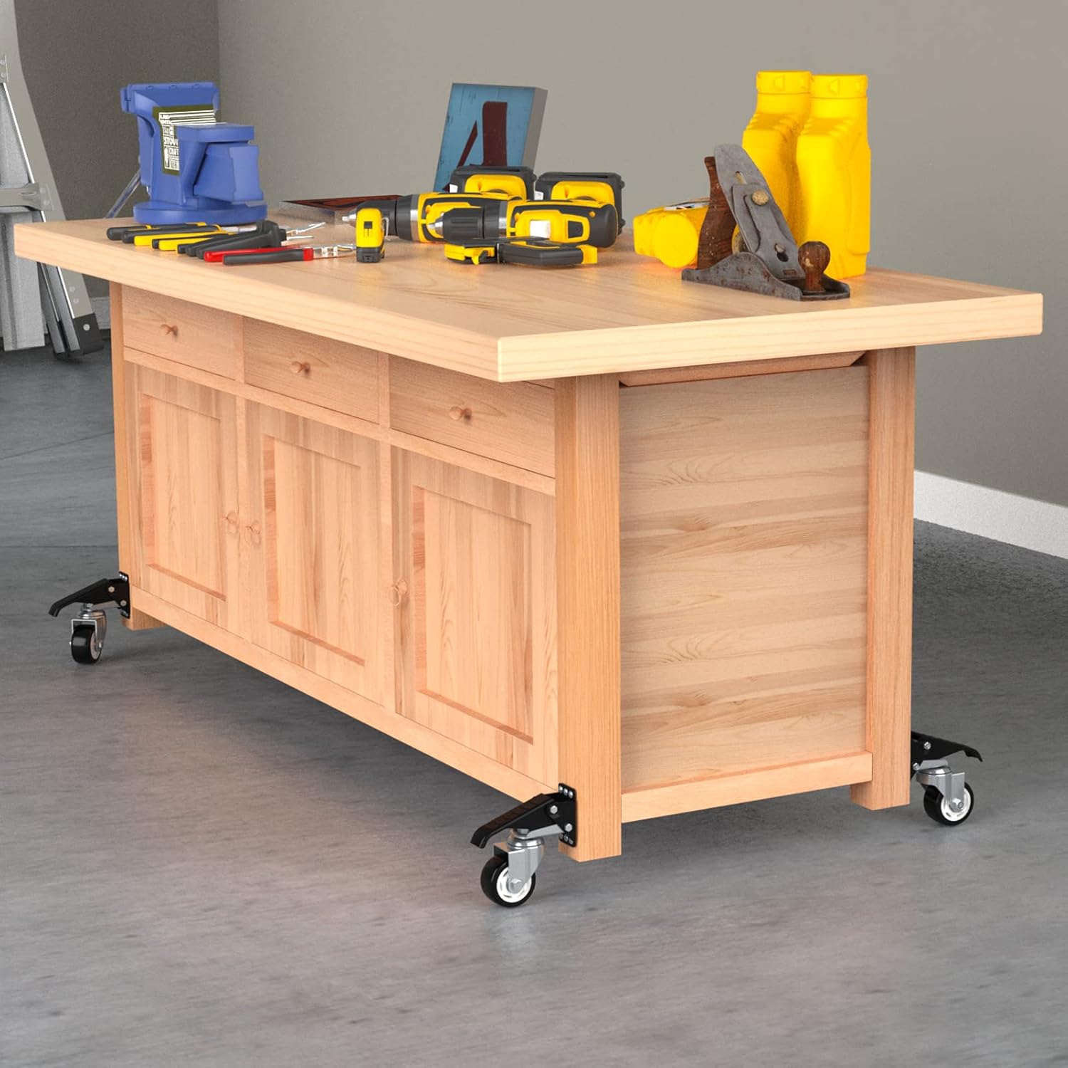 SOLEJAZZ Retractable Workbench Caster Kit 400KG Heavy Duty, 4 Pack