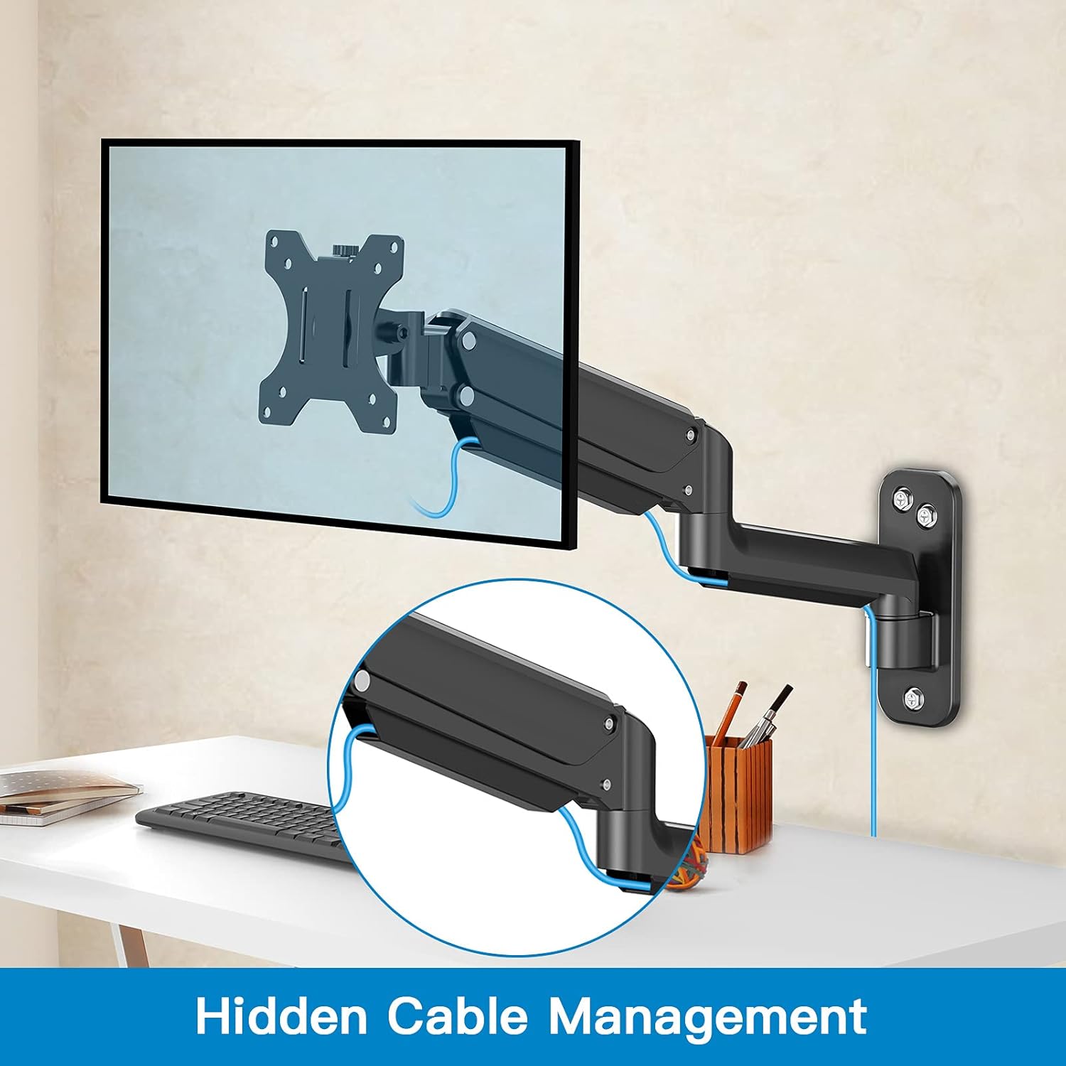 HUANUO 17–32" Monitor Wall Mount, Gas Spring Arm, VESA 75/100