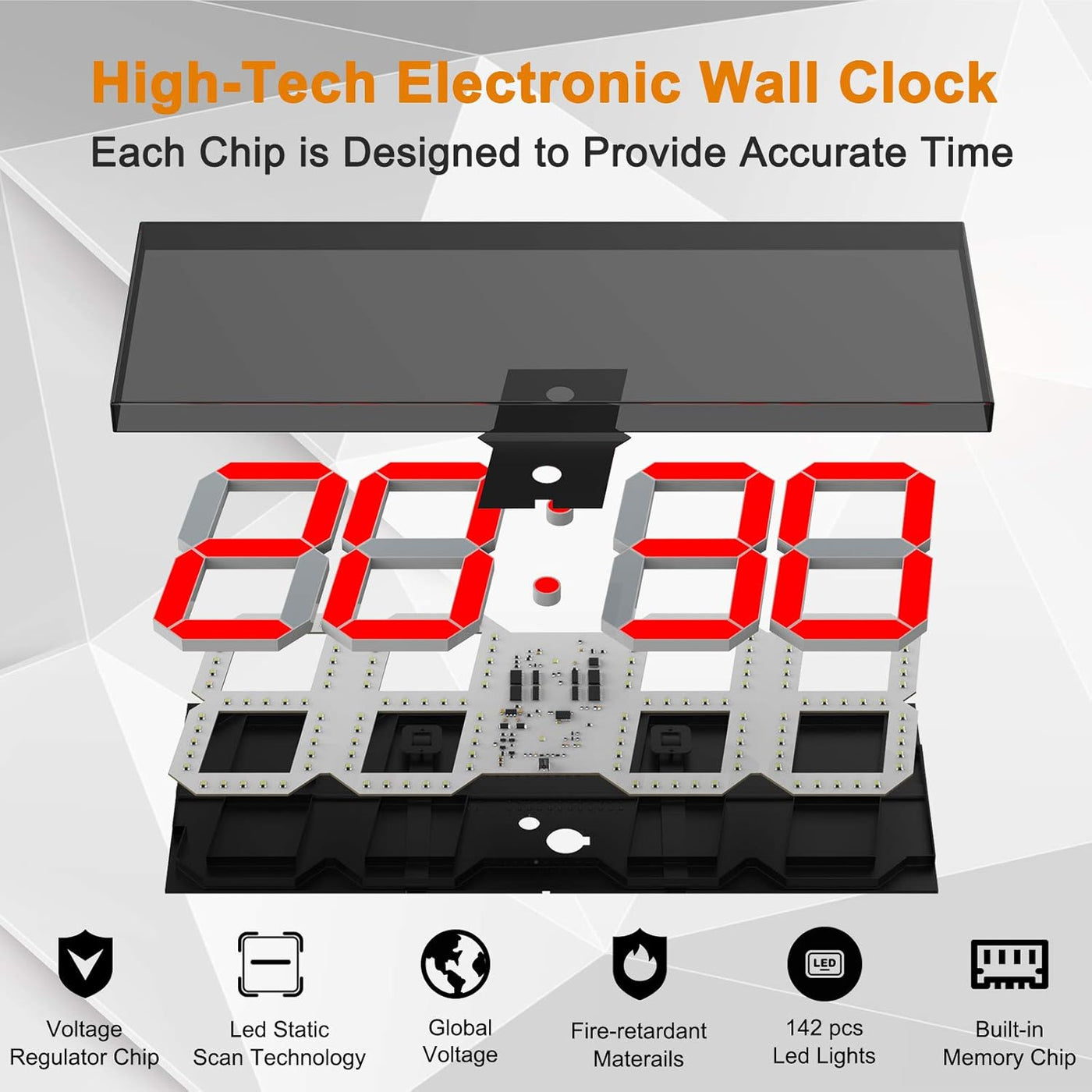 LED Large Digital Wall Clock 6 Inch Remote Timer Calendar Red Display CHKOSDA