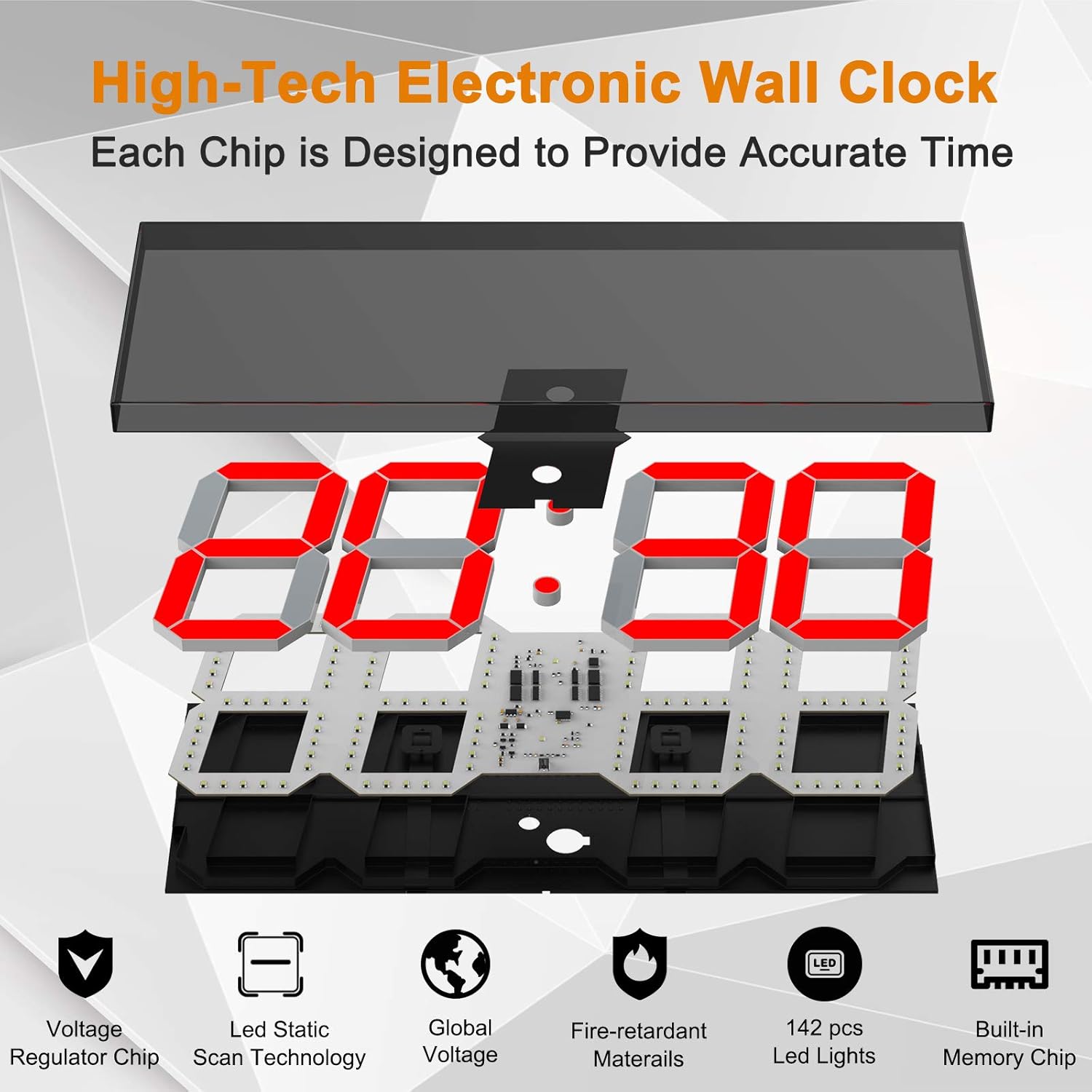 LED Large Digital Wall Clock 6 Inch Remote Timer Calendar Red Display CHKOSDA