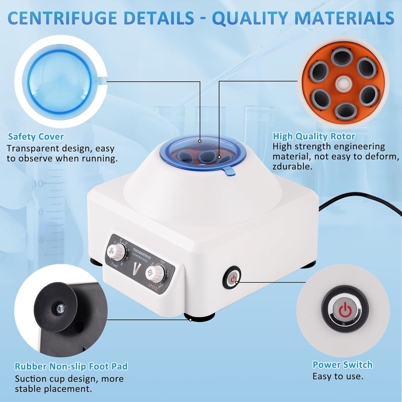 6x10ml Lab Centrifuge Machine, 4000RPM, Timer 0-60min, 220V for Research