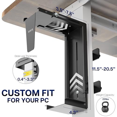 Clamp On Under Desk PC Mount Tool Free Computer Case Holder VIVO MOUNT-PC01C