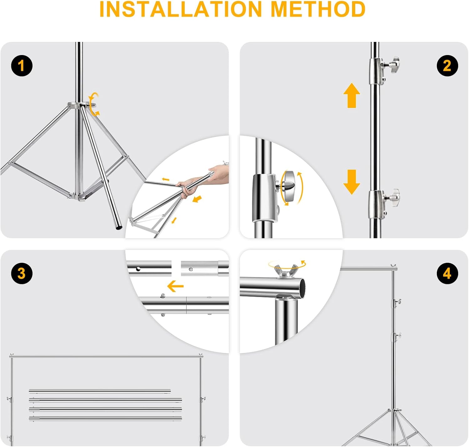 MSKIRA 9.2x10ft Adjustable Backdrop Stand – Heavy Duty Support System for Events