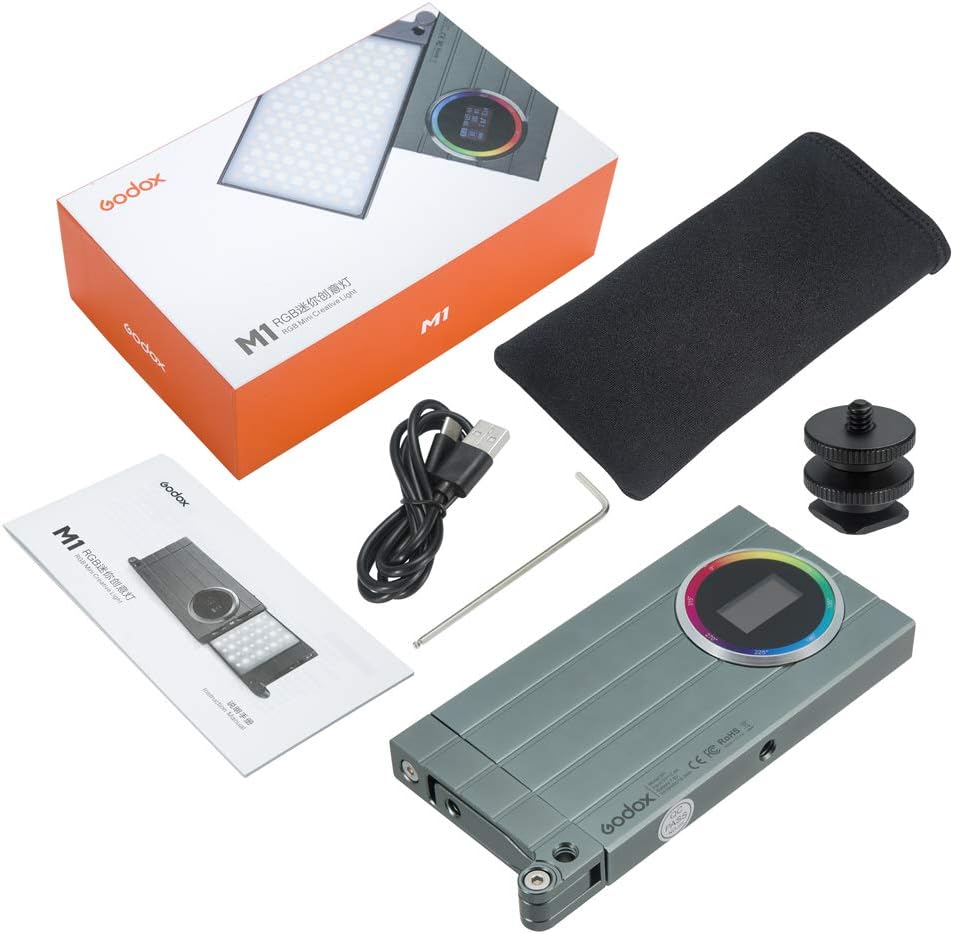 Godox M1 RGB LED Video Light Panel, Pocket Size, Music Mode, 15 FX & CCT Modes