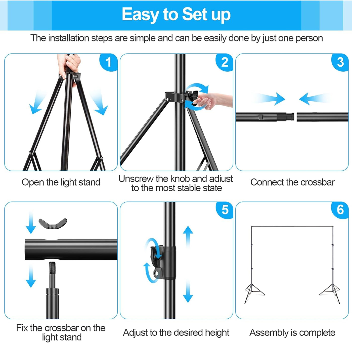 EMART 10x12ft Large Backdrop Stand Kit, Adjustable for Party, Wedding, Studio