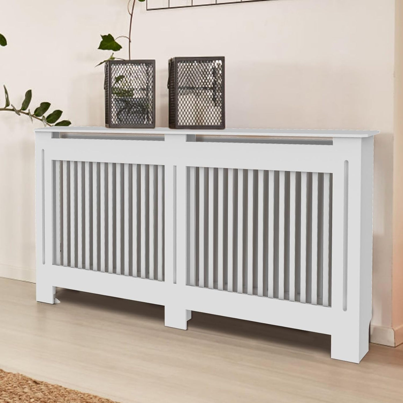 Large White High Radiator Cover Cabinet, 100cm Internal Height, Modern Design