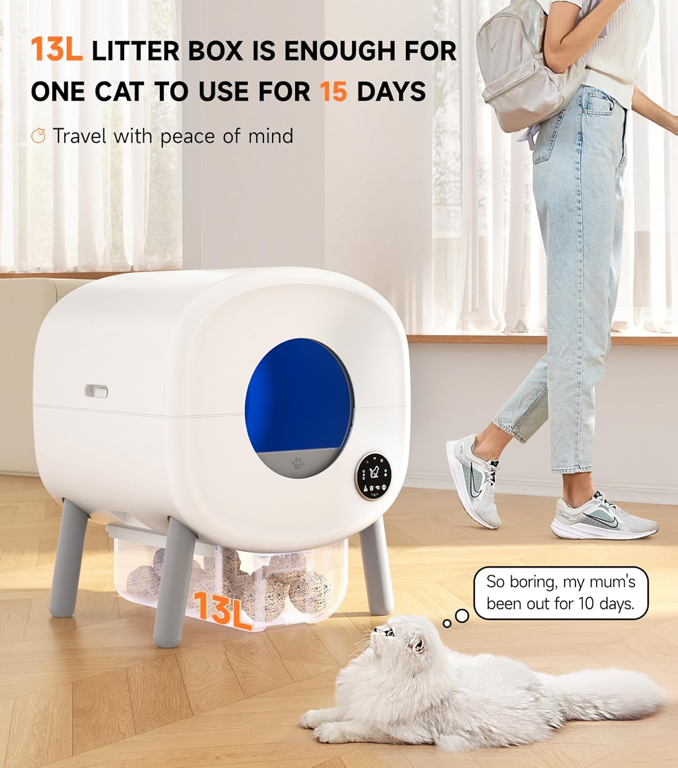 Self-Cleaning Cat Litter Box 76L with App Control & Odor Protection – Multi-Cat
