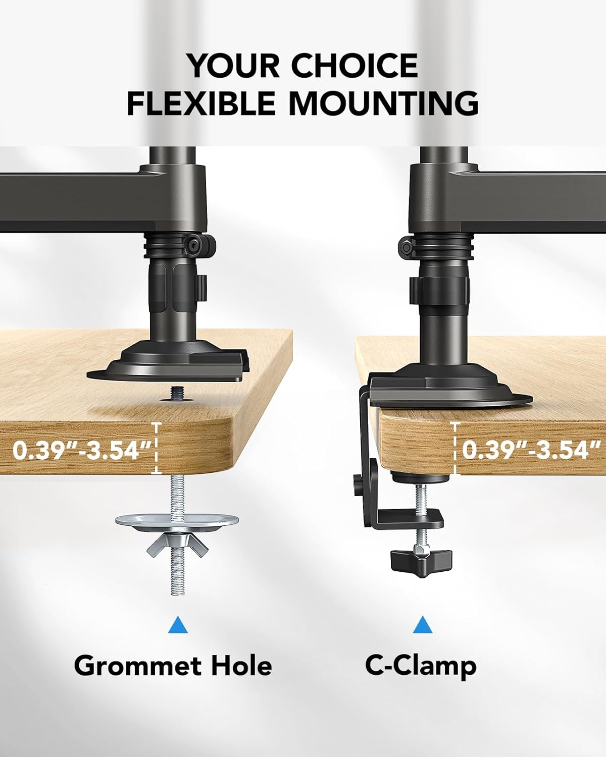 HUANUO Dual Monitor Stand 13–32", Tall Long Arms, VESA 75/100