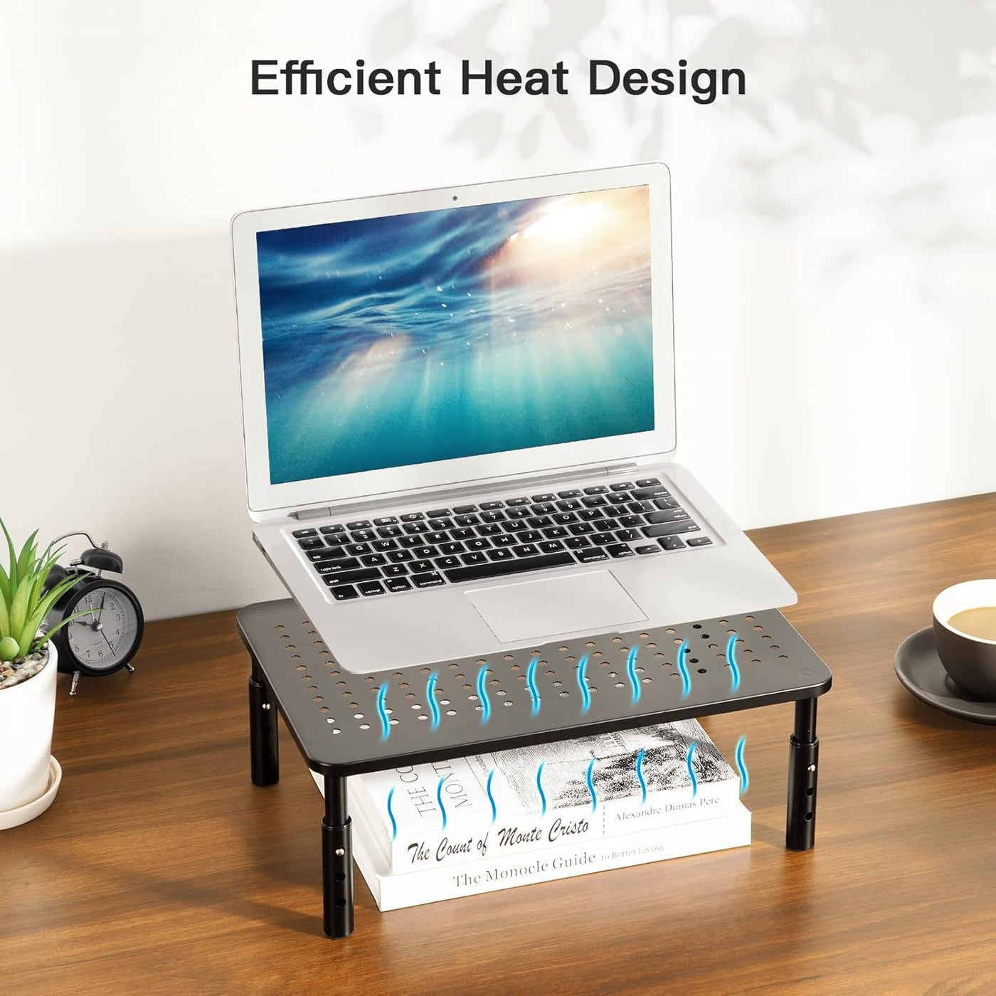 HUANUO 2-Pack Monitor Stand - Adjustable Riser for Laptop, PC, Printer & iMac