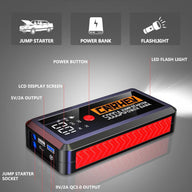 CARHEV 5000A Portable Jump Starter for 12V Cars USB Quick Charge, LED Flashlight