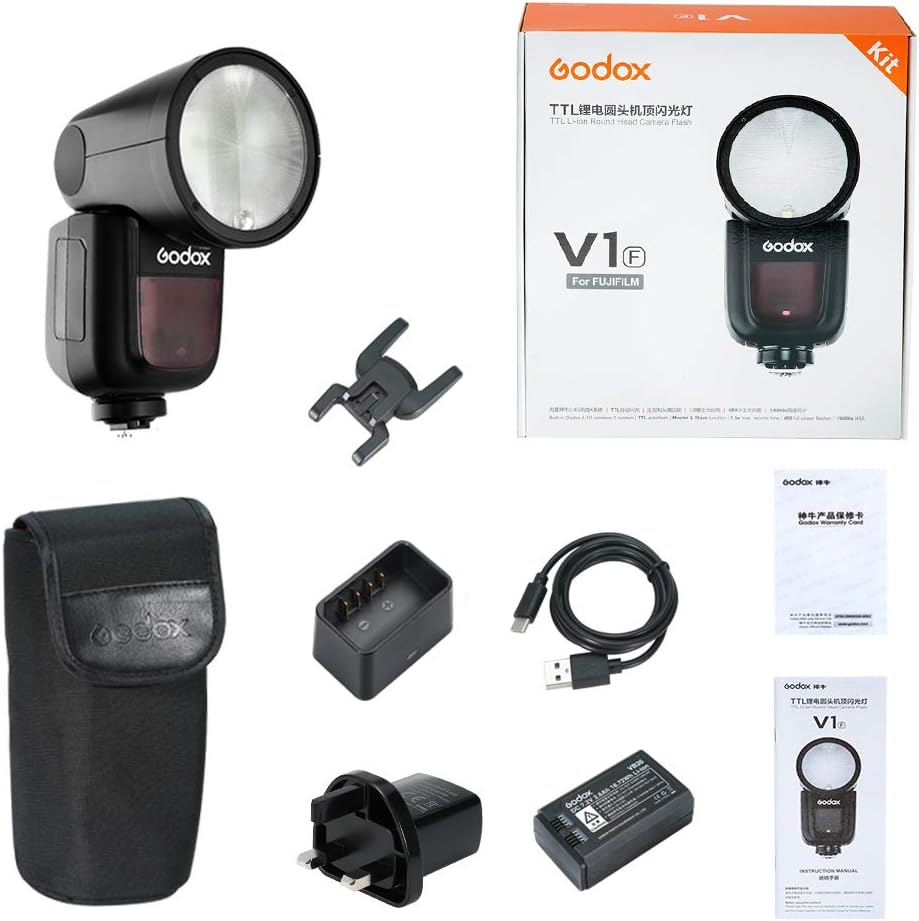 Godox V1-F Round Head Flash Speedlite 76Ws HSS with Battery for Fuji Cameras