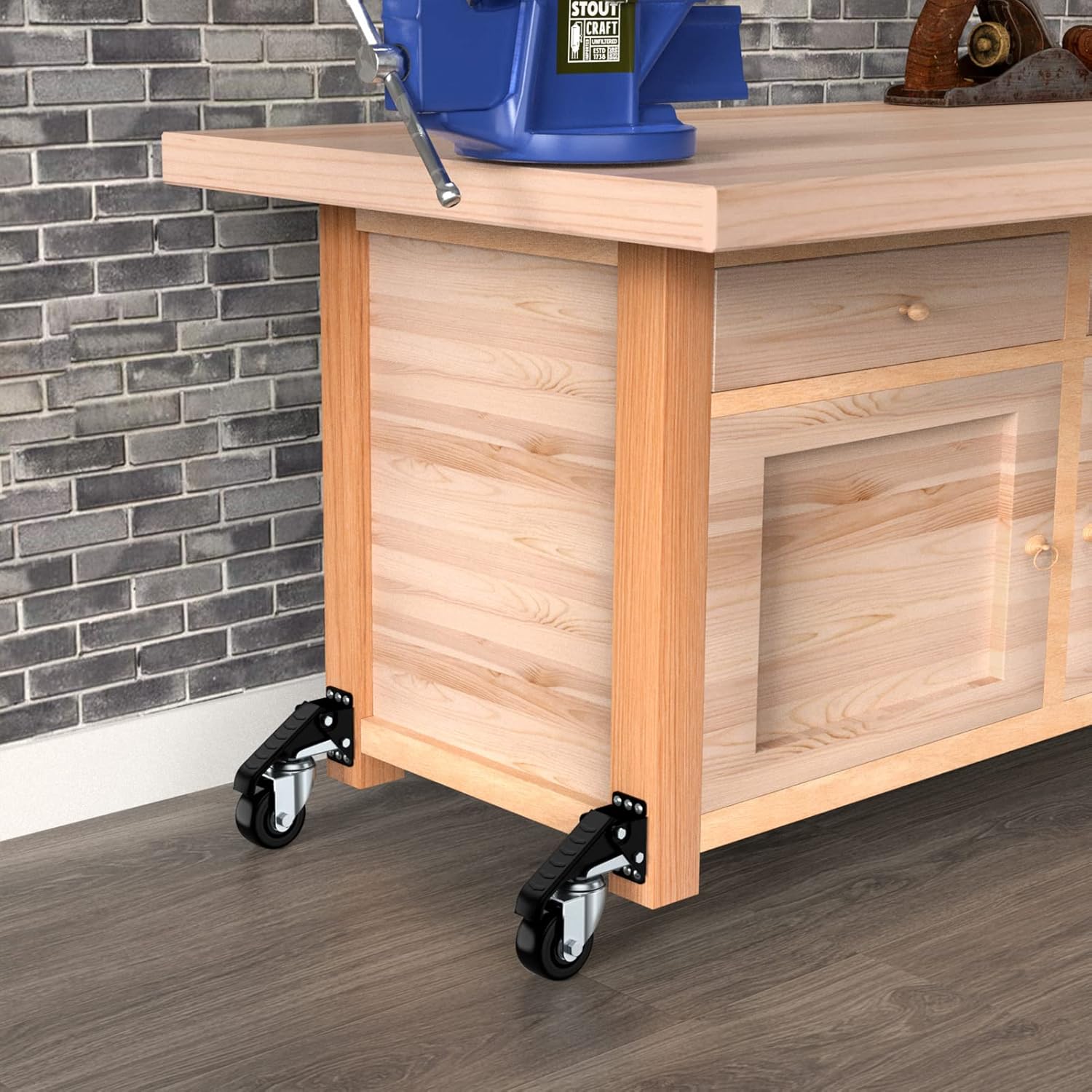 SOLEJAZZ 3" Heavy Duty Retractable Workbench Caster Wheels 420KG, 4 Pack