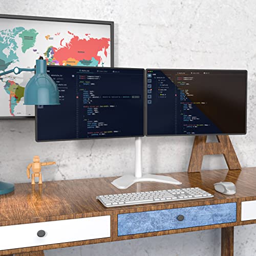 Dual Monitor Stand 27 Inch Freestanding Adjustable VESA 100 White WALI