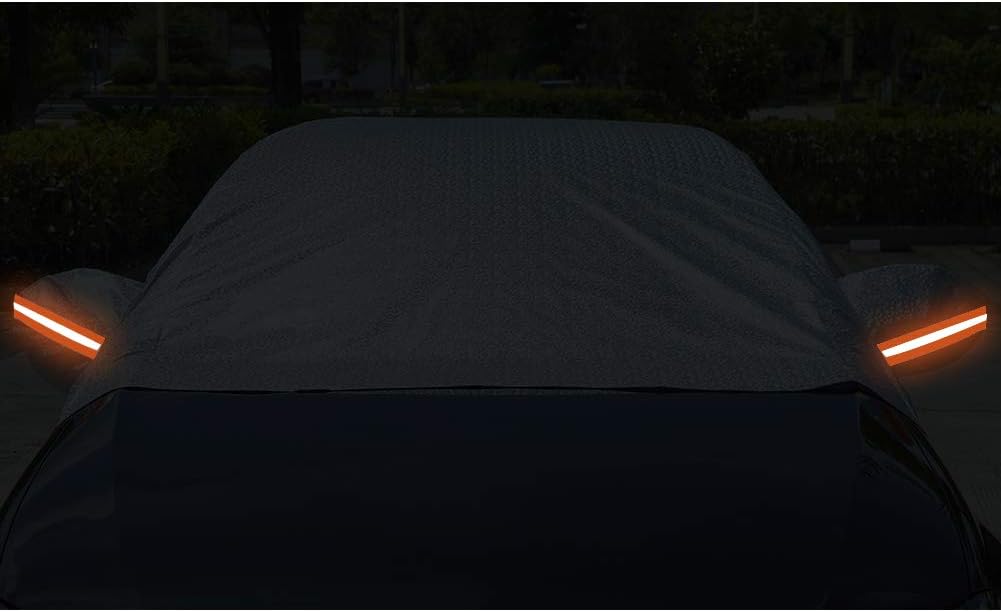 Waterproof Half Car Cover, UV & Windproof, Universal Fit for Sedan, 185''