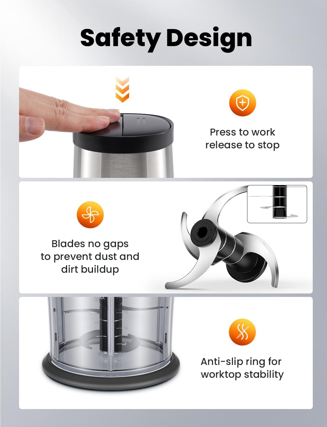 Mini Chopper Food Processor 300W 2x1L Bowls 2 Speed Meat Vegetable TWOMEOW