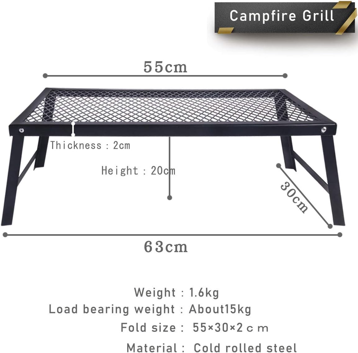 HIKEMAN Foldable Campfire Grill Heavy Duty Charcoal Grill for BBQ, Picnic Hiking