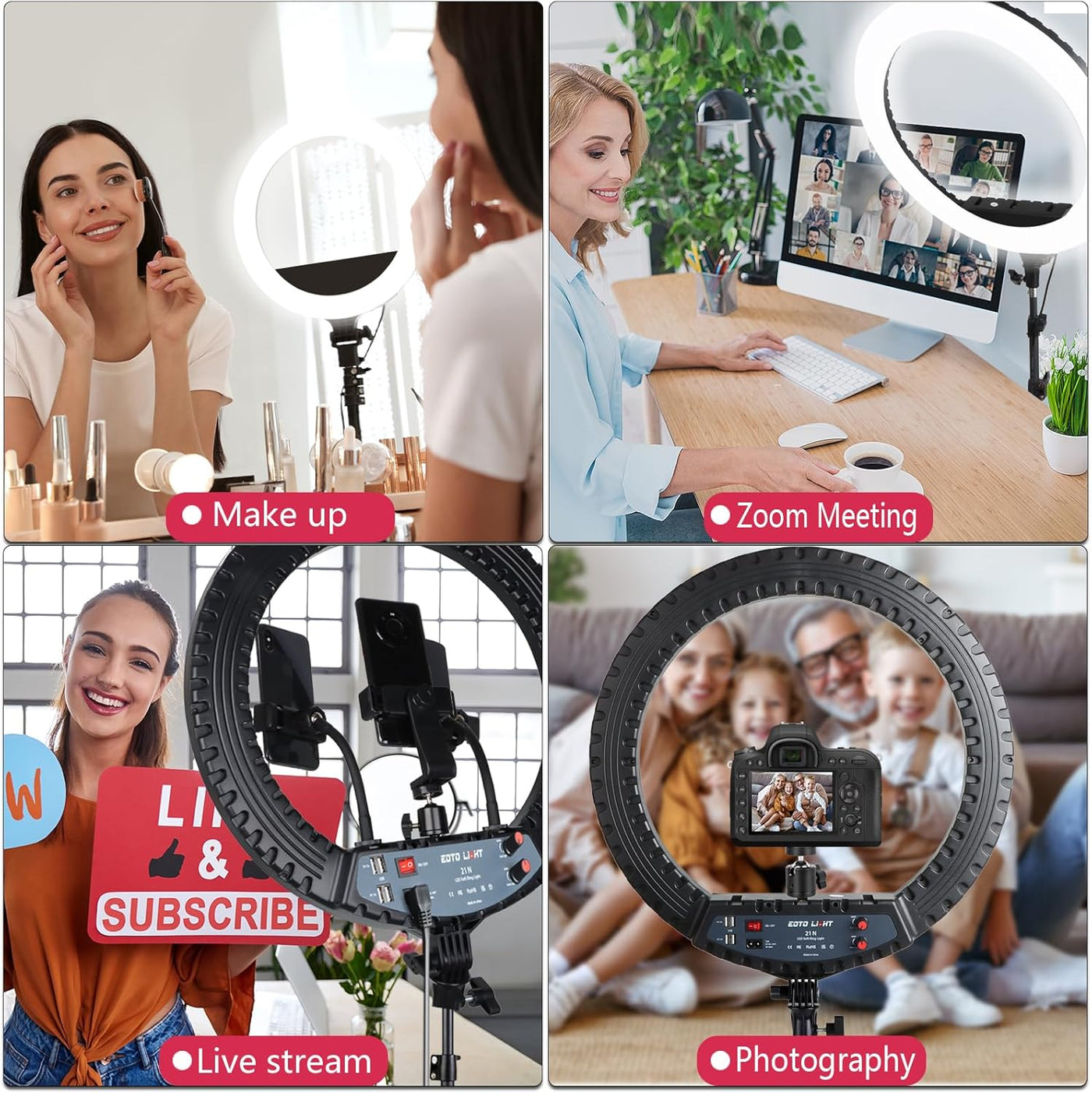 21'' LED Ring Light with Tripod, Remote for Photography Video Makeup and TikTok