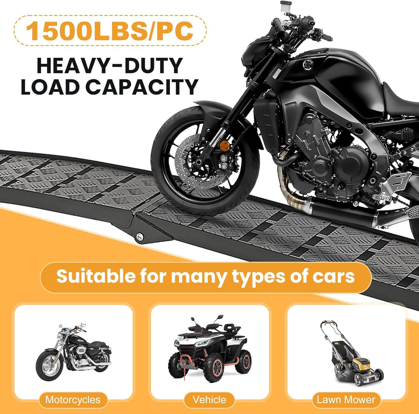 Aluminum Loading Ramp 228x29.2cm 680KG for ATV UTV Trucks Motorbike Gardhom