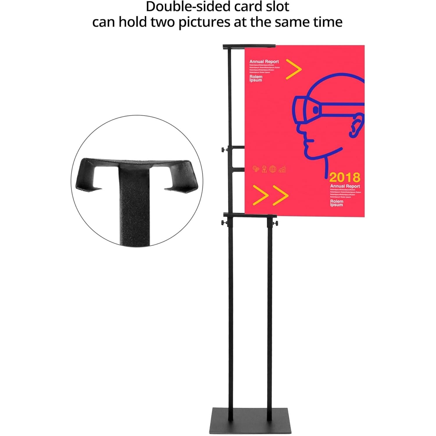 Double-Sided Sign Holder Stand Adjustable Display for Signs up to 83 in QWORK