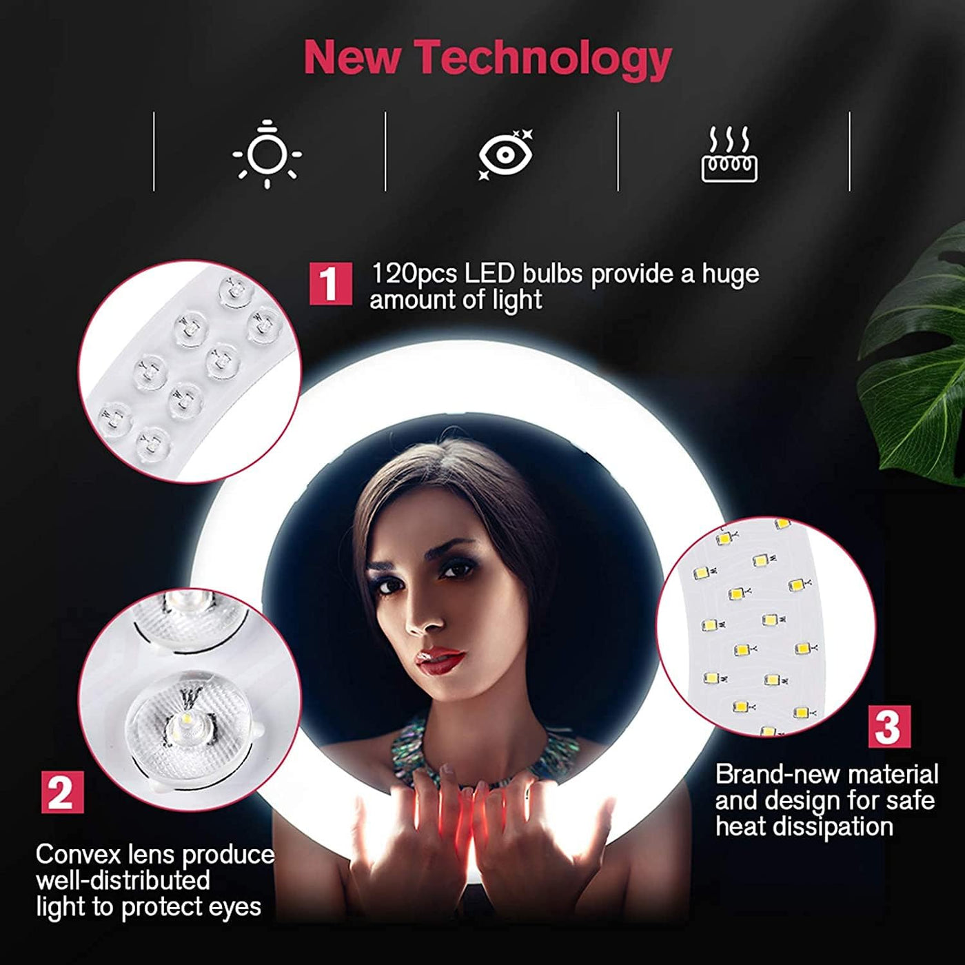 EOTO 19'' LED Ring Light with Tripod LCD Touch Dimmable for Makeup, Vlogs CRI>97