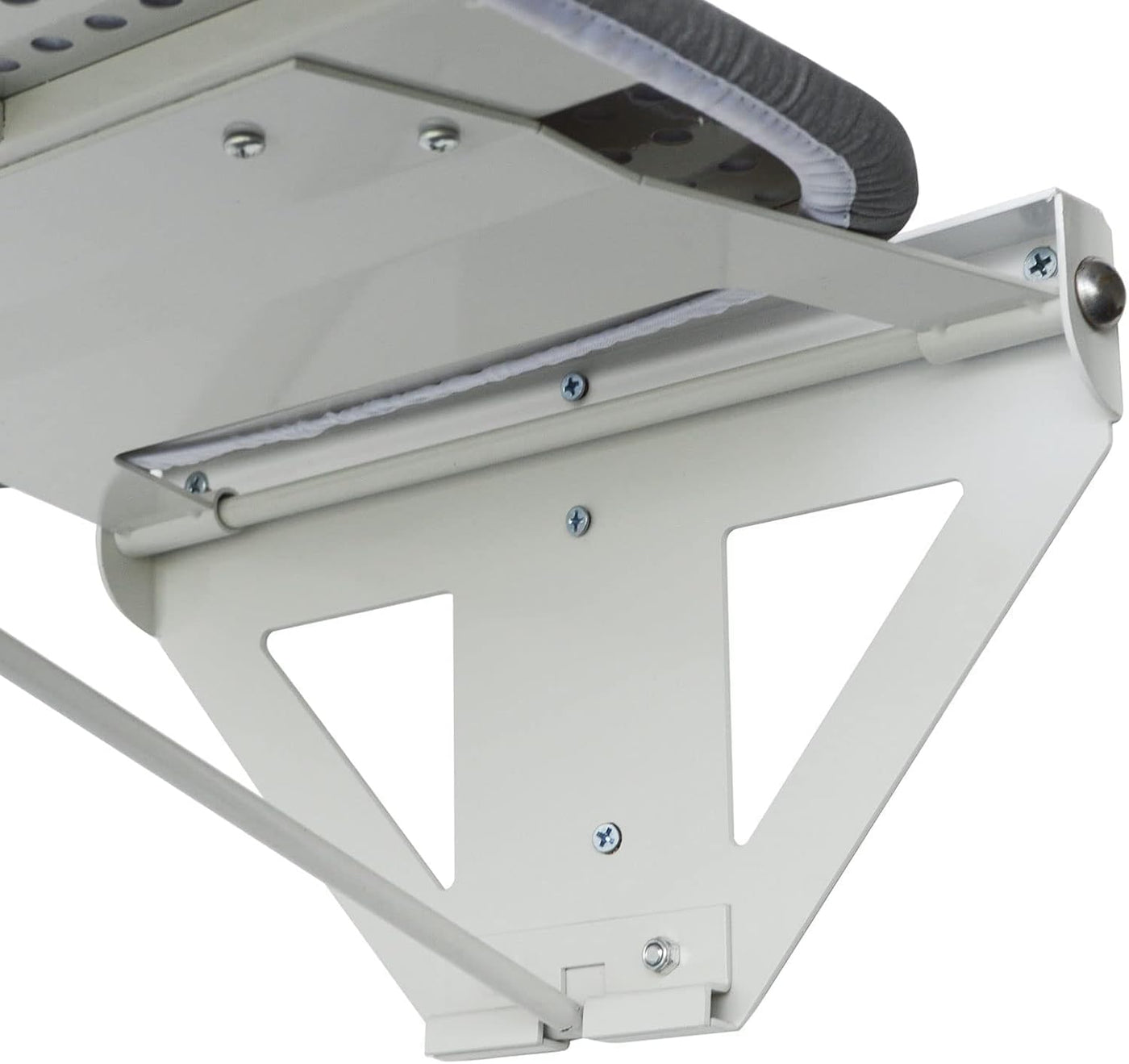 Ceiling-mounted light fixture with a white finish on a white background