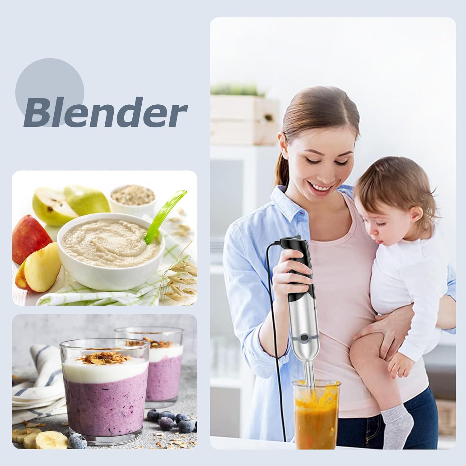 Hand Blender Immersion 4 in 1 1000W 12 Speed Turbo Chopper FRESKO