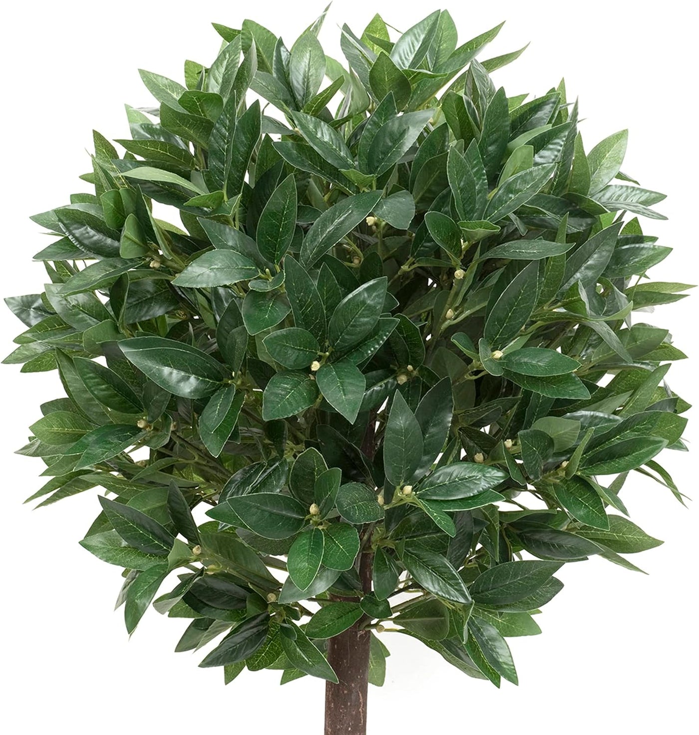 Artificial topiary ball with green leaves on a white background